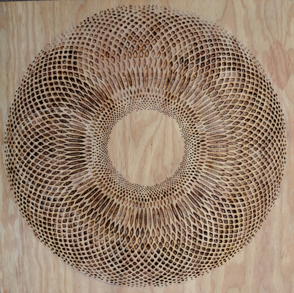 Elipsis Nell, 60.5"x 60.5" Carved Plywood, Douglas Fir. 2014